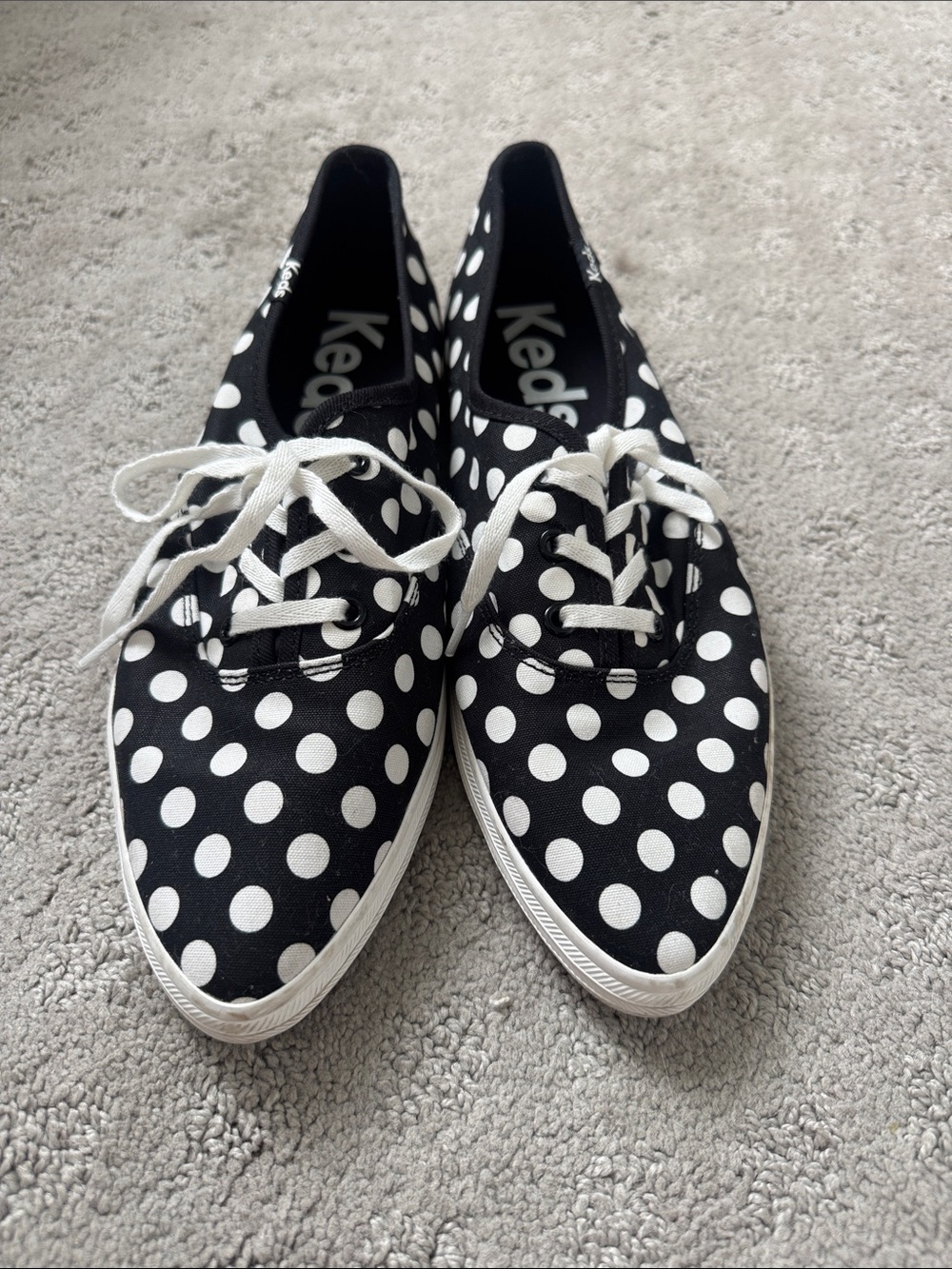 Keds Black and White Polka Dot Lace-Up Sneakers